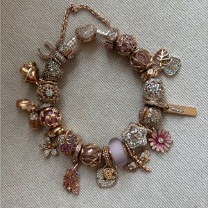 Pandora Rose Gold and Pink Charm Bracelet